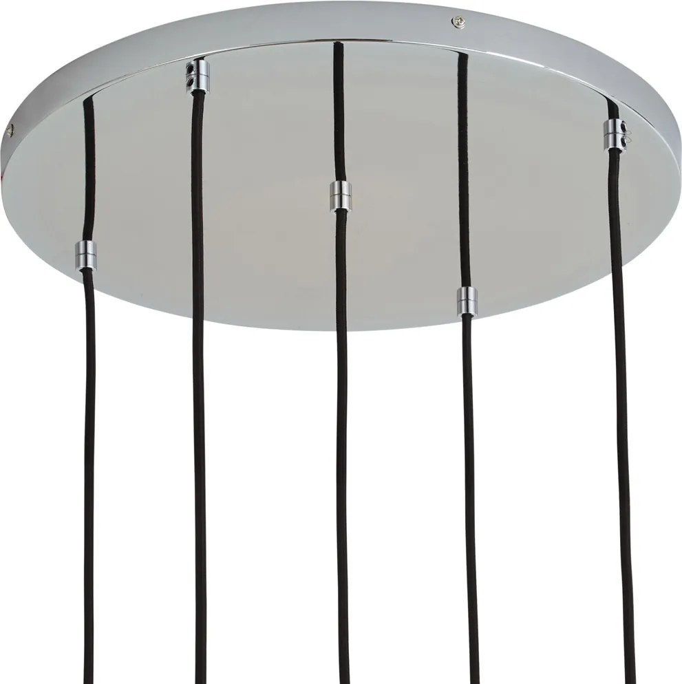 Lampada a sospensione di design cromata con vetro a coste 5 luci - Walcott