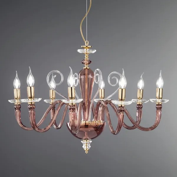 Lampada a sospensione DEBUSSY in vetro lavorato a mano D84 cm Borgogna 8 LUCI