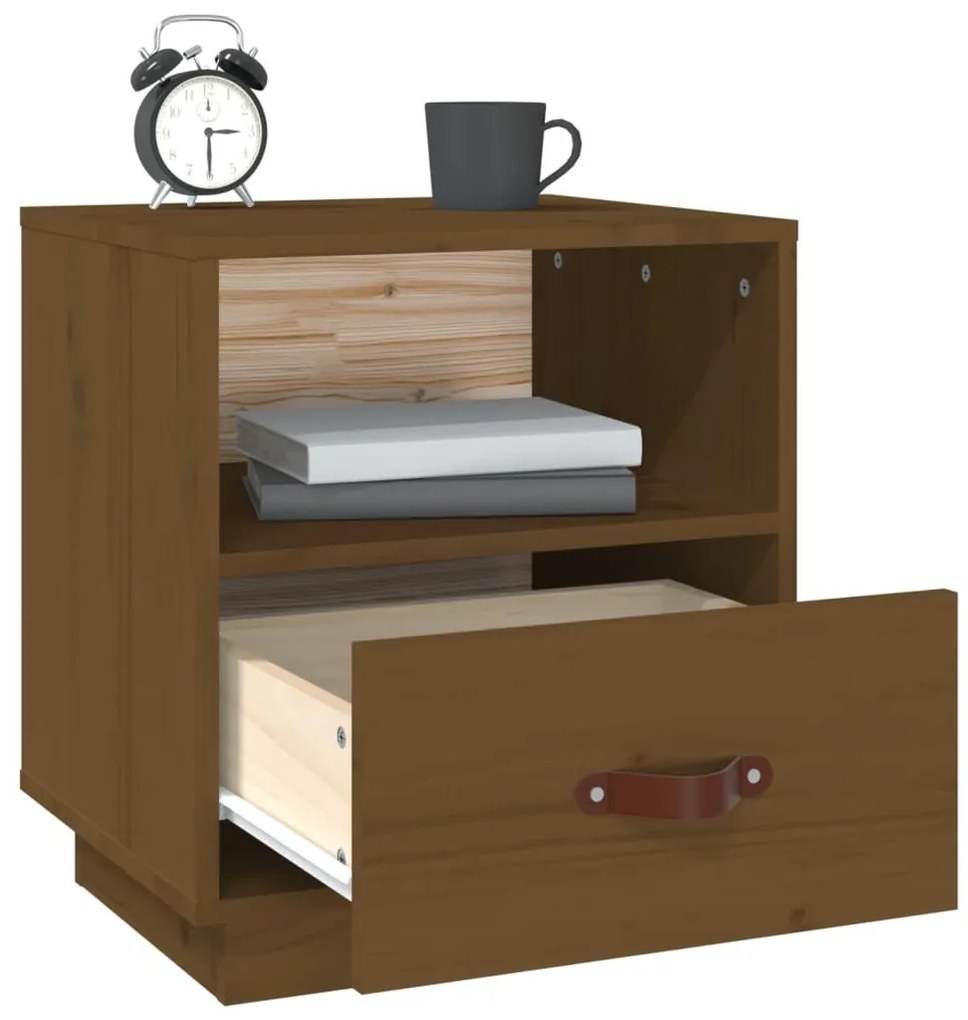 Comodini 2 pz miele 40x34x45 cm in legno massello di pino