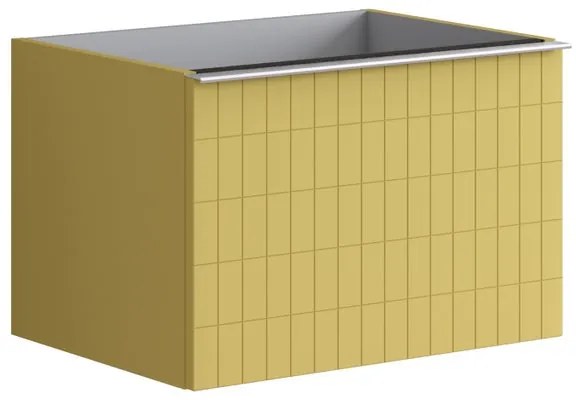Mobile da bagno sospeso sotto lavabo L 60 x H 40 x P 45.5 cm giallo laccato opaco, 2 cassetti Pixel grid