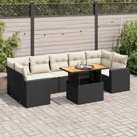 Set Divani da Giardino con Cuscini 8 pz Nero in Polyrattan 3327010