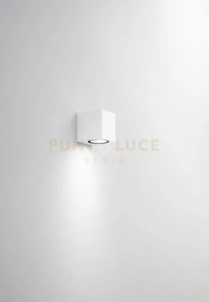 Applique zeno square bianco 1 luce attacco gu10 ip65 h.8cm