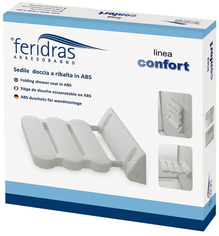 Sedile doccia a muro ribaltabile in alluminio bianco portata max 100 kg