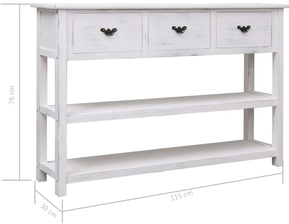 Credenza Stile Antico Bianca 115x30x76 cm in Legno