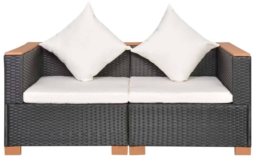 Divano da giardino in polyrattan nero