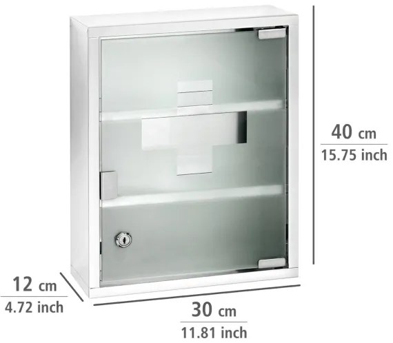 WENKO 22924100 - Armadietto per medicinali 30x40 cm acciaio inox/argento