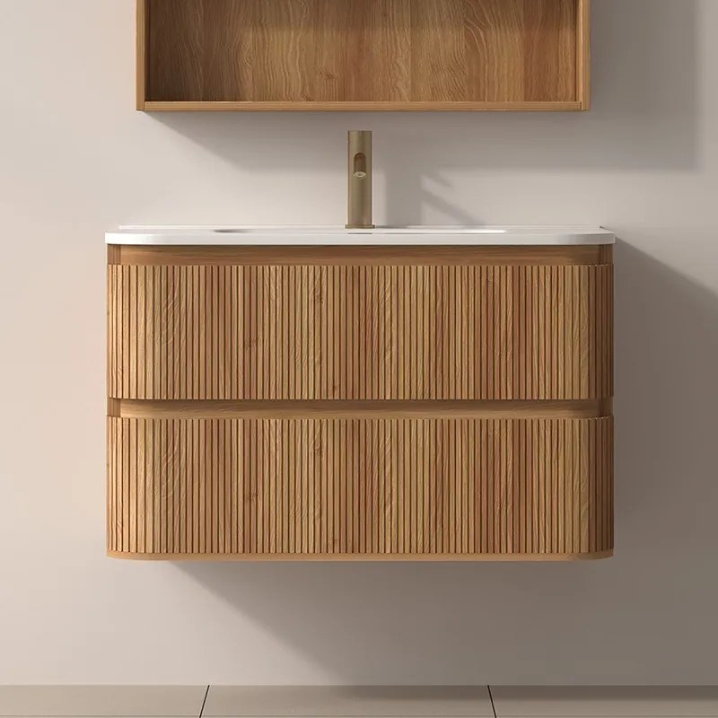 Mobile bagno 80 cannettato con lavabo incasso ceramica | KAM-NORTH-80C - KAMALU