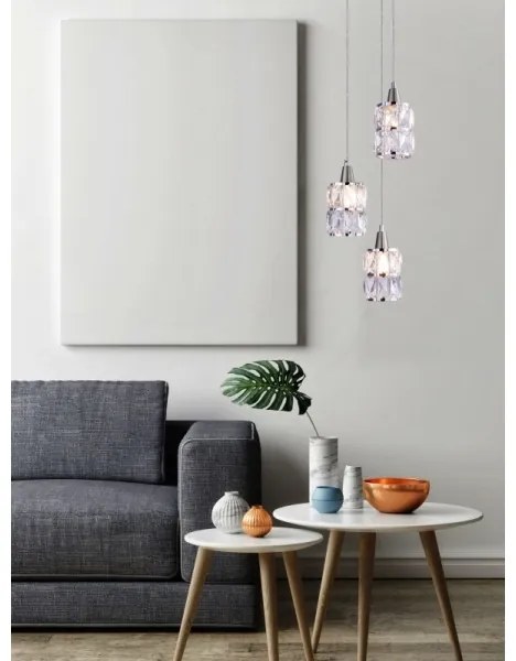 Globo 15760-3 - Lampadario di cristallo a sospensione WOLLI 3xE14/40W/230V