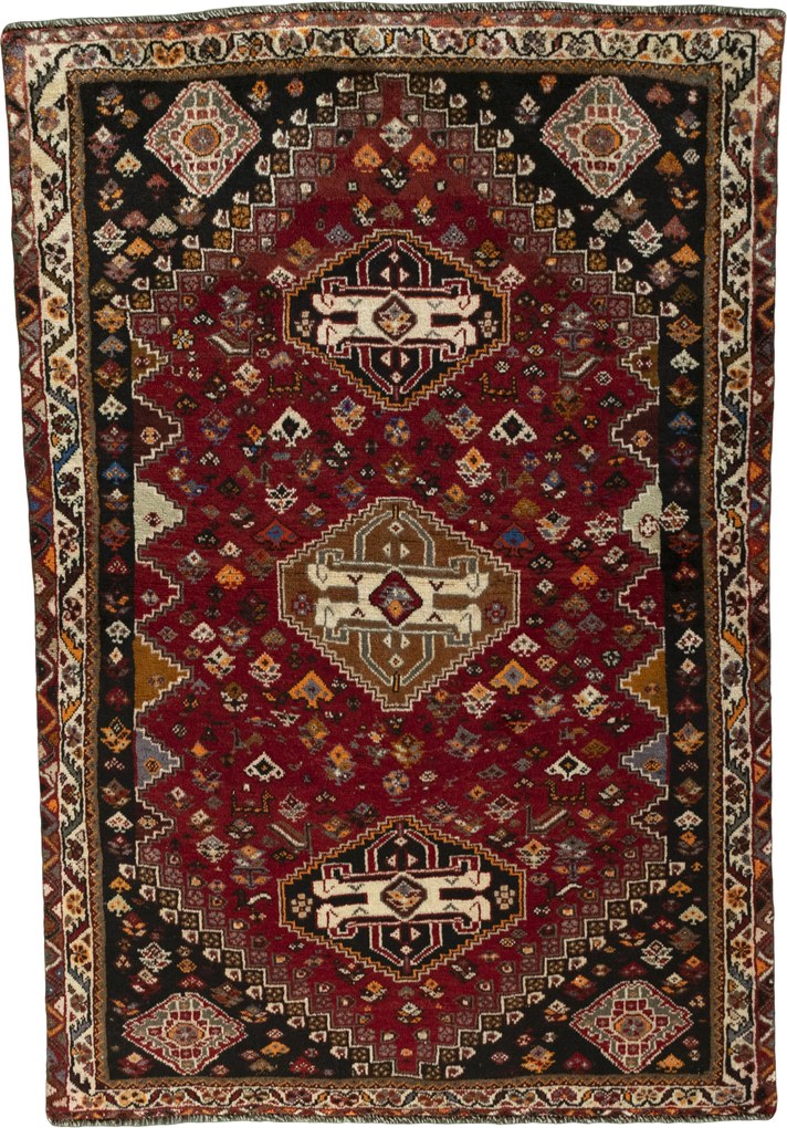 Shiraz Tappeto persiano 120x180 Rosso (Iran) Annodato A Mano