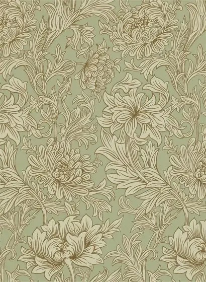 Tapete Chrysanthemum Toile von Morris & Co. - Eggshell/ Gold