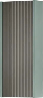 Pensile bagno Niwa cannettato laccato opaco verde timo con vetro grigio carbone, 1 anta P17 x L30 x H78.5 cm
