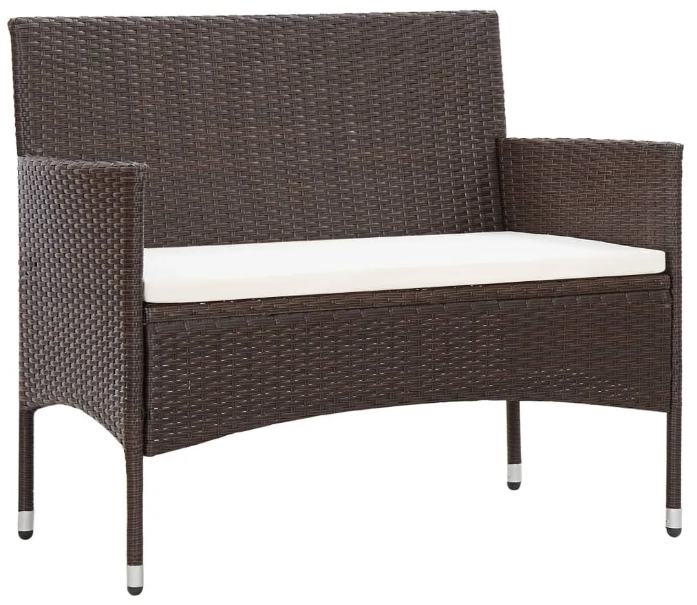 Set divani da giardino 4 pz con cuscini in polyrattan marrone