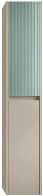 Colonna per mobile bagno Niwa 2 ante P 27 x L 30 x H 160 cm laccato opaco sabbia con vetro verde timo cannettato