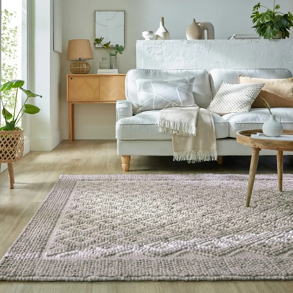 Tappeto grigio tessuto a mano con lana 160x230 cm Minerals Diamond - Flair Rugs