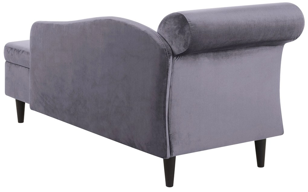 Chaise longue velluto grigio scuro e legno scuro sinistra LUIRO Beliani