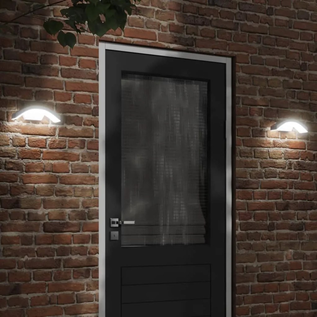 Applique Per Esterni Con Led 2 Pz Bianche Alluminio Pressofuso /