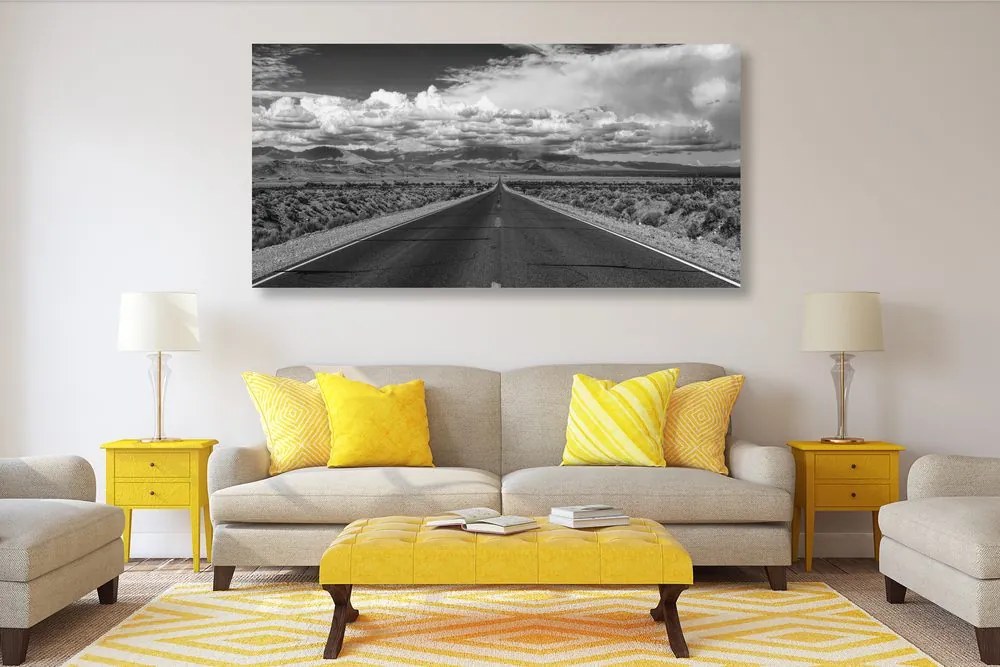 Quadro su tela – Sentiero nel deserto in bianco e nero