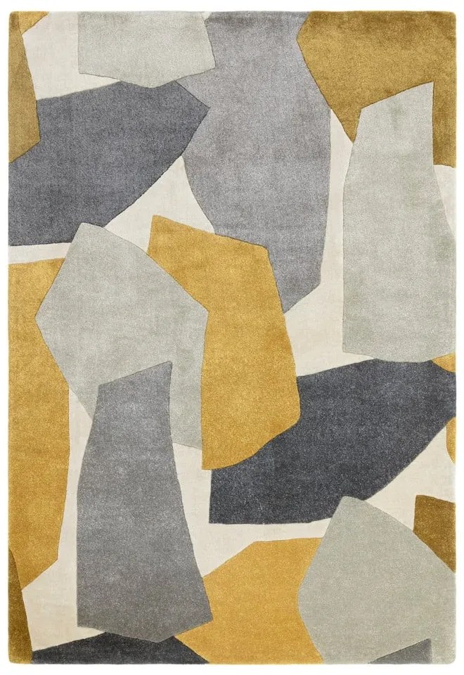 Tappeto in fibra riciclata tessuta a mano in giallo ocra e grigio 160x230 cm Romy - Asiatic Carpets
