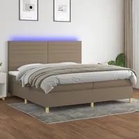 Letto a Molle Materasso e LED tortora 200x200cm in Tessuto cod mxl 59201