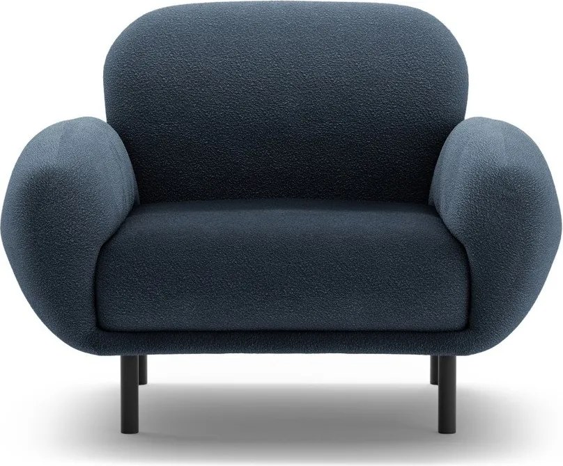 Poltrona blu scuro con rivestimento in bouclé Poppy – Micadoni
