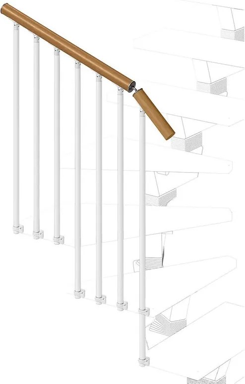 Balaustra in kit IRIS Vida Giro in legno bianco, corrimano in legno faggio, L 120 cm fissaggio a parete