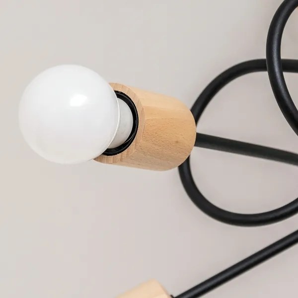 Lampadario a plafone OXFORD 5xE27/15W/230V, finitura pino/nero