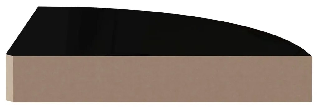 Scaffali angolari a parete 2 pz nero lucido 25x25x3,8 cm mdf