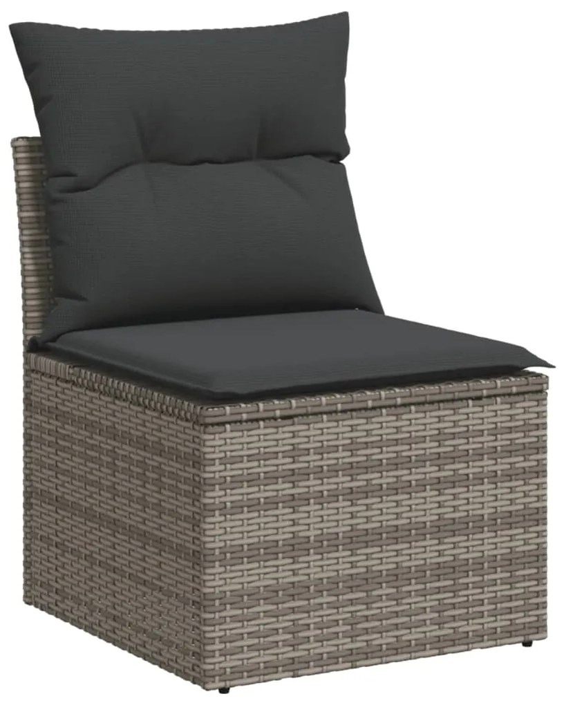 Set divani da giardino 5 pz con cuscini in polyrattan nero