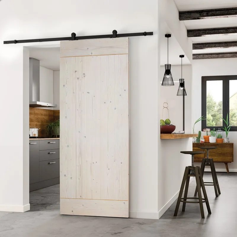 Porta scorrevole Smooth in legno bianco, L 96 x H 215 cm, con binario Retro Reversibile