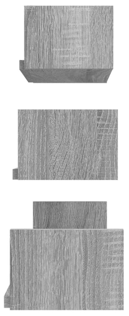 Mensole espositive a parete 3pz grigio sonoma legno multistrato