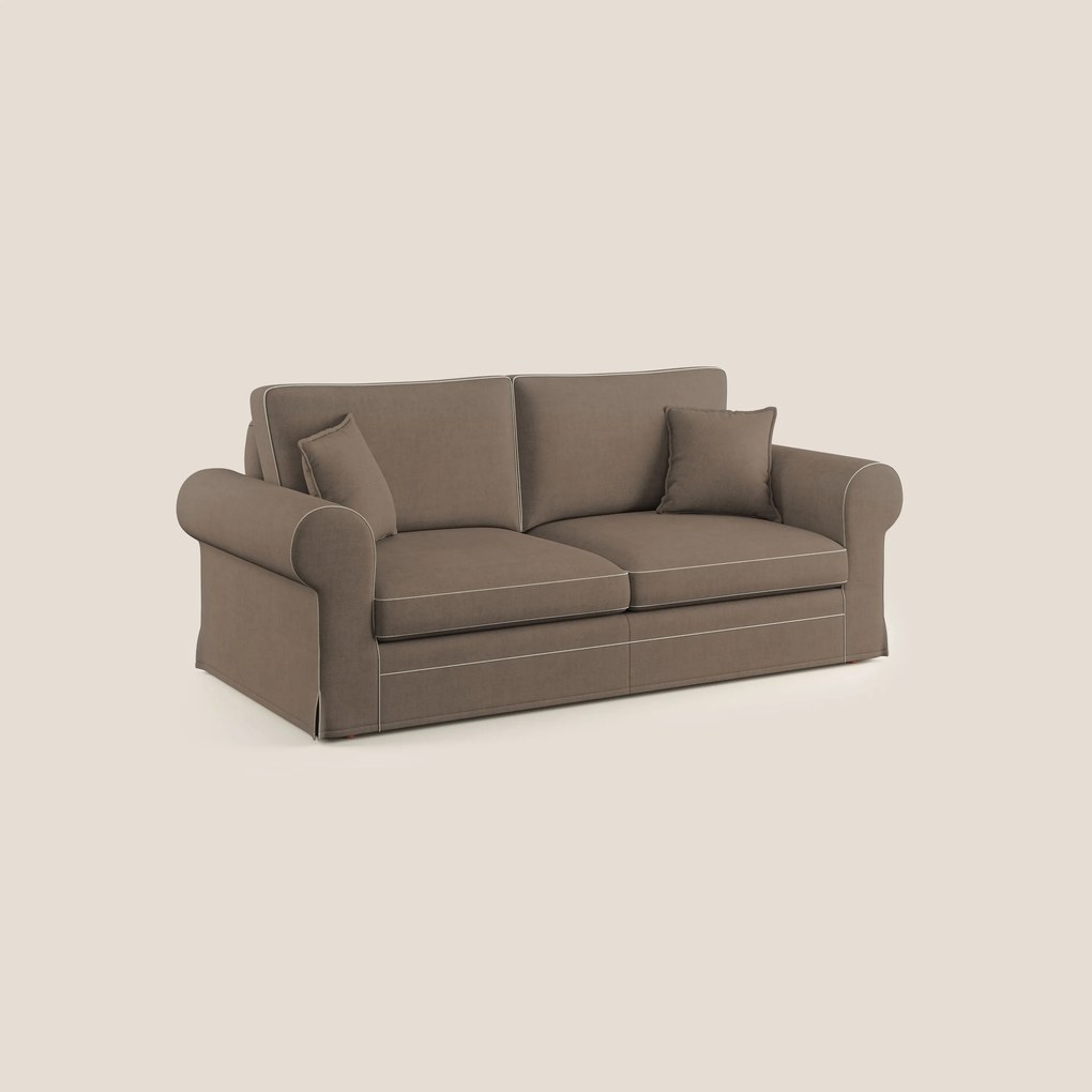 Lady divano classico bicolore in piuma d'oca realizzato con tessuto impermeabile T02 marrone - panna