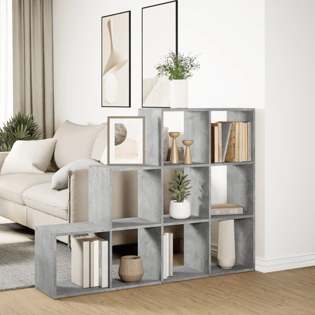 Libreria 4 ripiani grigio cemento 137,5x29x103,5 cm truciolato