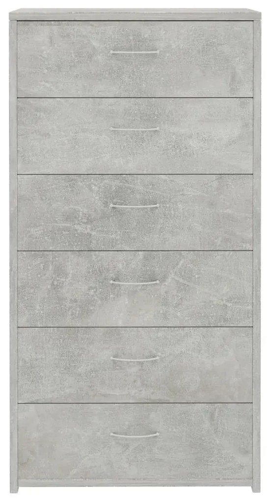 Credenza con 6 cassetti grigio cemento 50x34x96cm in truciolato