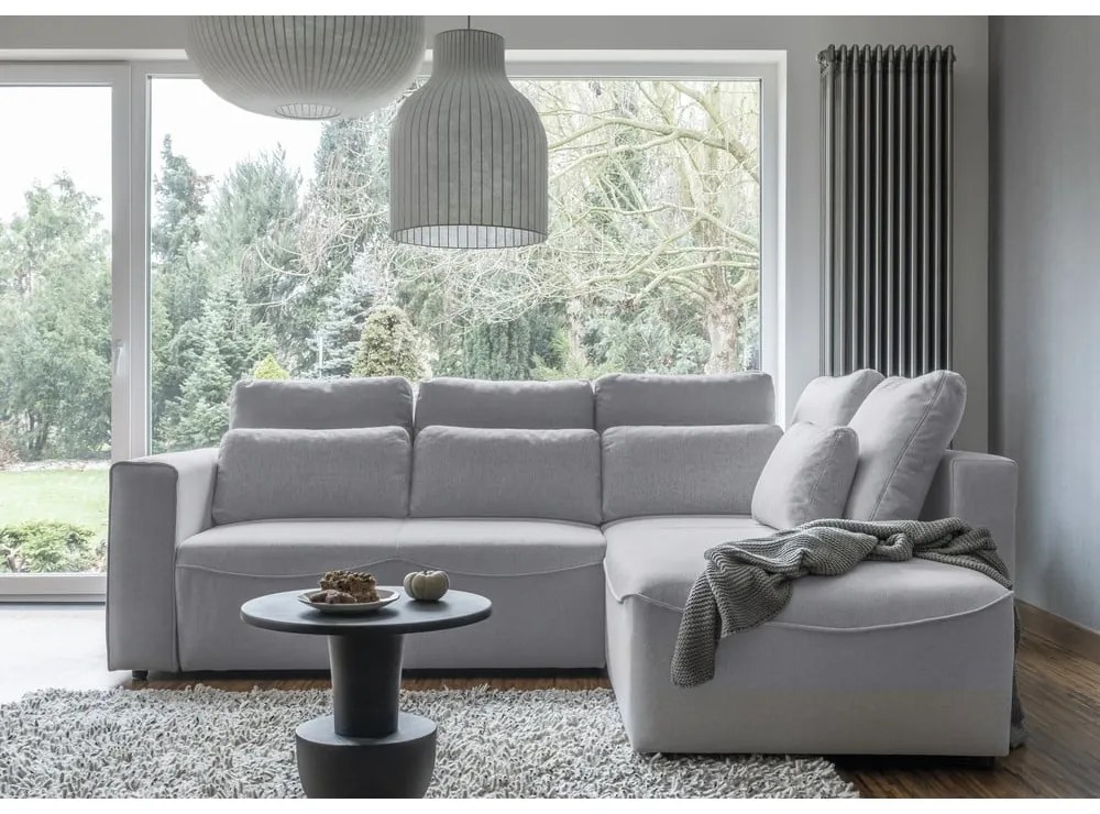 Divano letto angolare grigio chiaro (variabile) Homely Tommy - Miuform