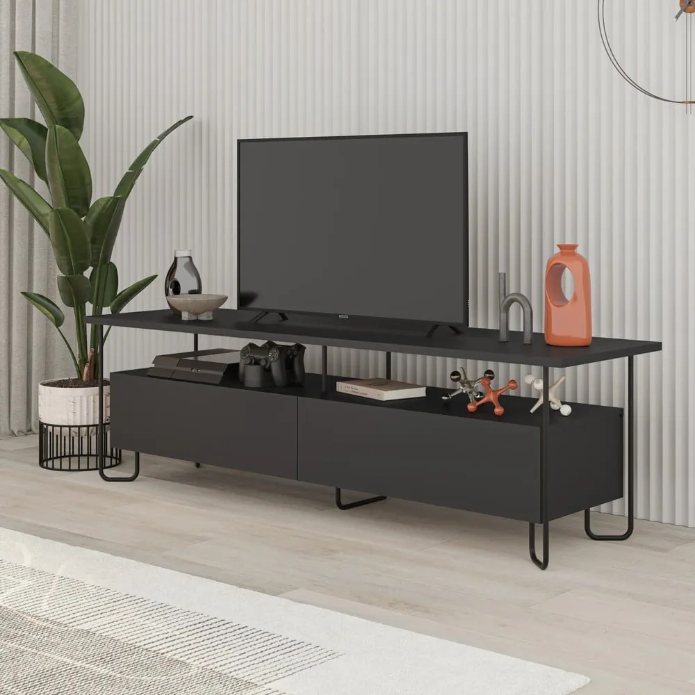 Tavolo TV nero 150x45 cm Dilly - Marckeric