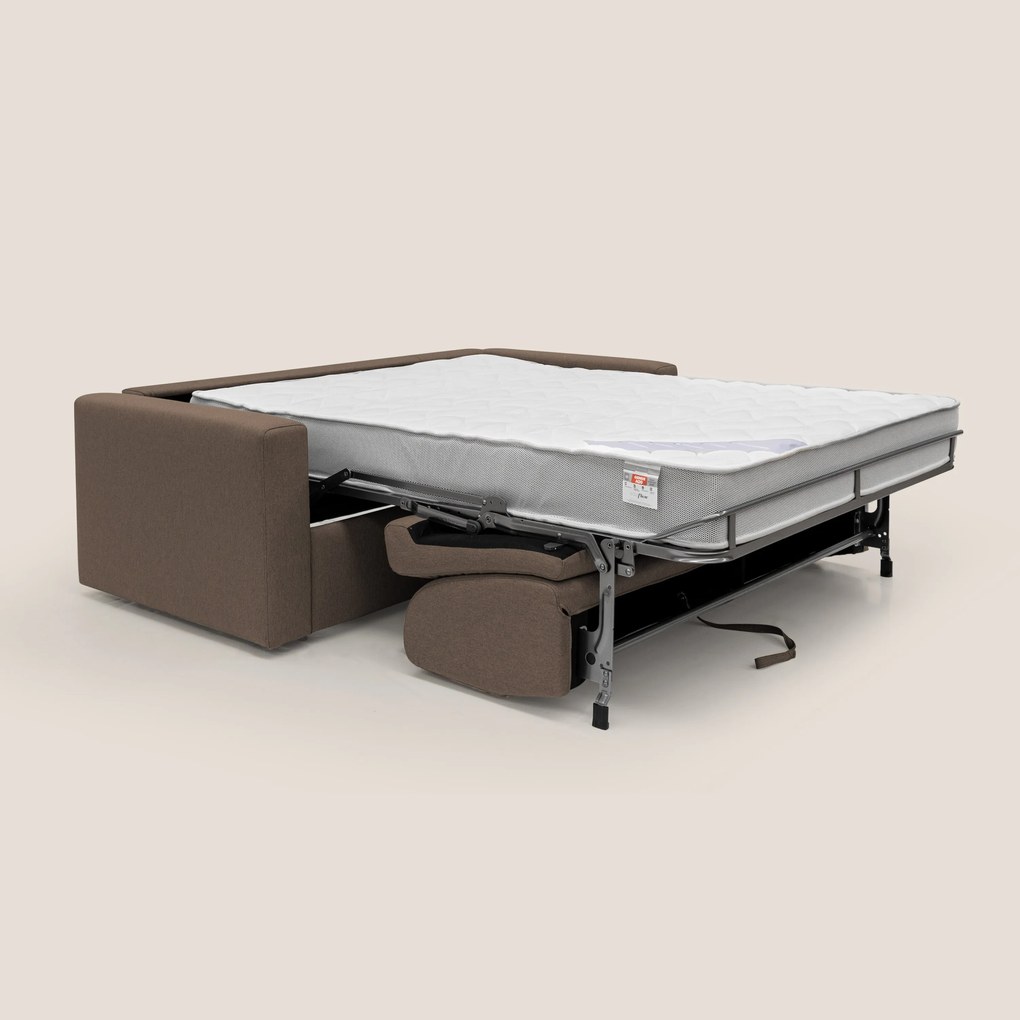 Kansas Divano letto matrimoniale alto 20 cm in tessuto impermeabile misto cotone T13 marrone