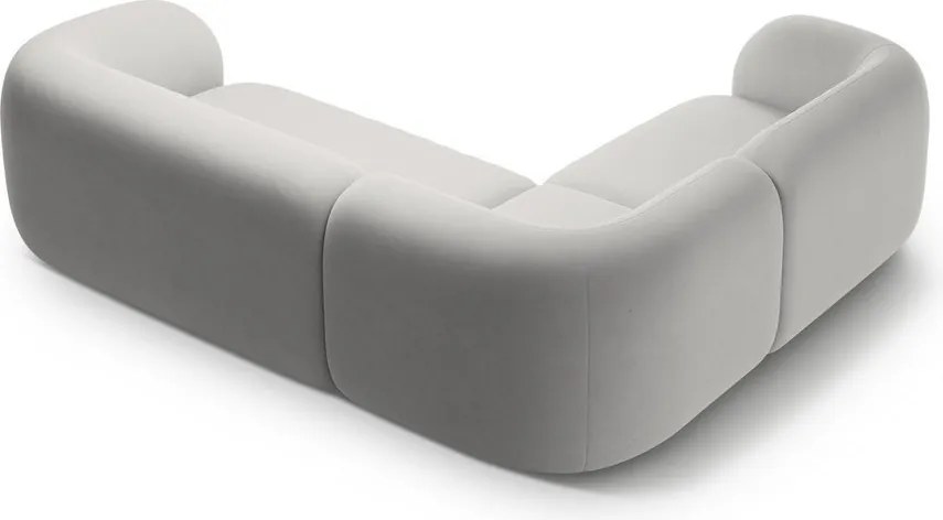 Divano angolare grigio chiaro (con penisola a sinistra/a L) con rivestimento in velluto Kate – Micadoni