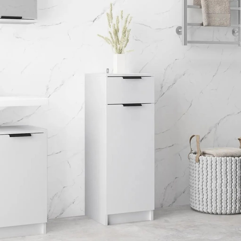 Armadio Da Bagno Bianco 32x34x90 Cm İn Legno Multistrato /