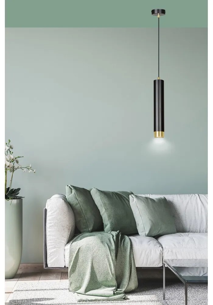 Lampada a Sospensione in Acciaio KIBO 1 GU10 Colore del corpo Nero e Oro