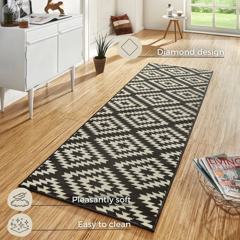 Runner in bianco e nero , 80 x 200 cm Basic Nordic - Hanse Home