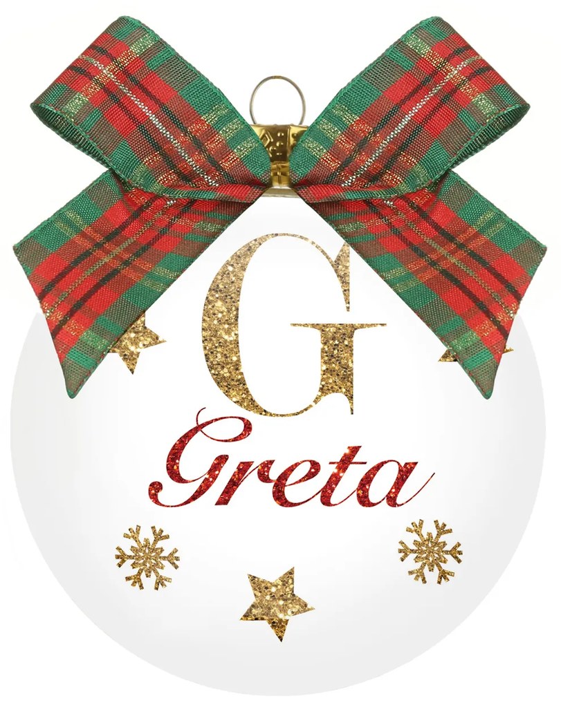 Pallina di Natale con nome Greta,10 cm in vetro