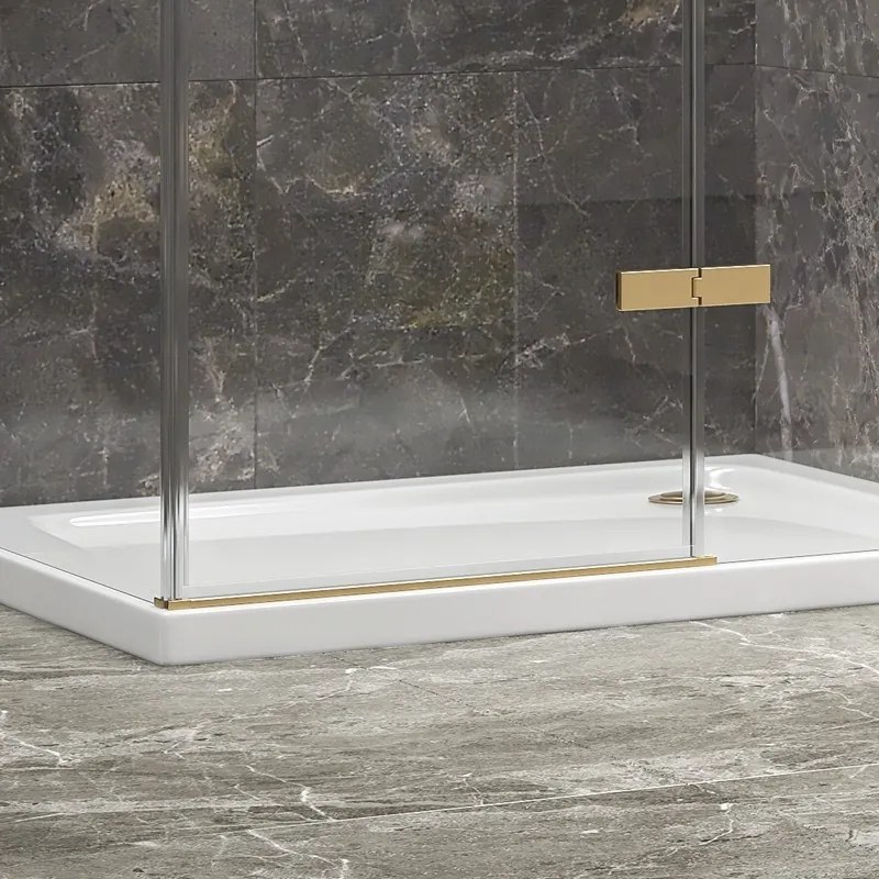 Kamalu - Box doccia 80x90 oro satinato porta battente 90 e fisso 80 cm | KT5000G