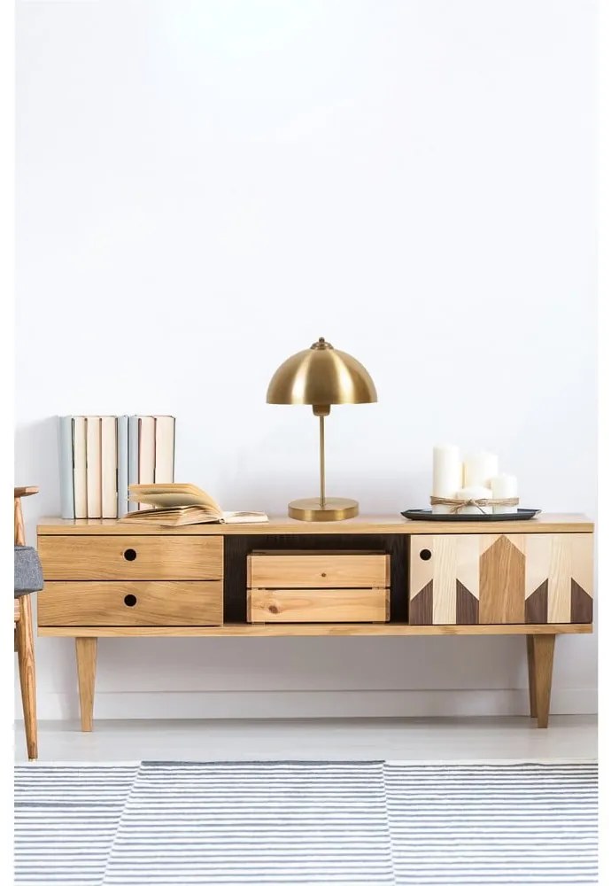 Lampada da tavolo dorata con paralume in metallo (altezza totale 40 cm) Lungo – Opviq lights