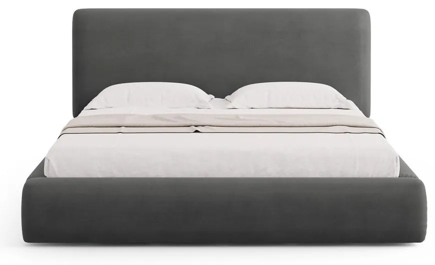 Letto matrimoniale imbottito grigio scuro con contenitore e doghe 140x200 cm Colonel - Cosmopolitan Design