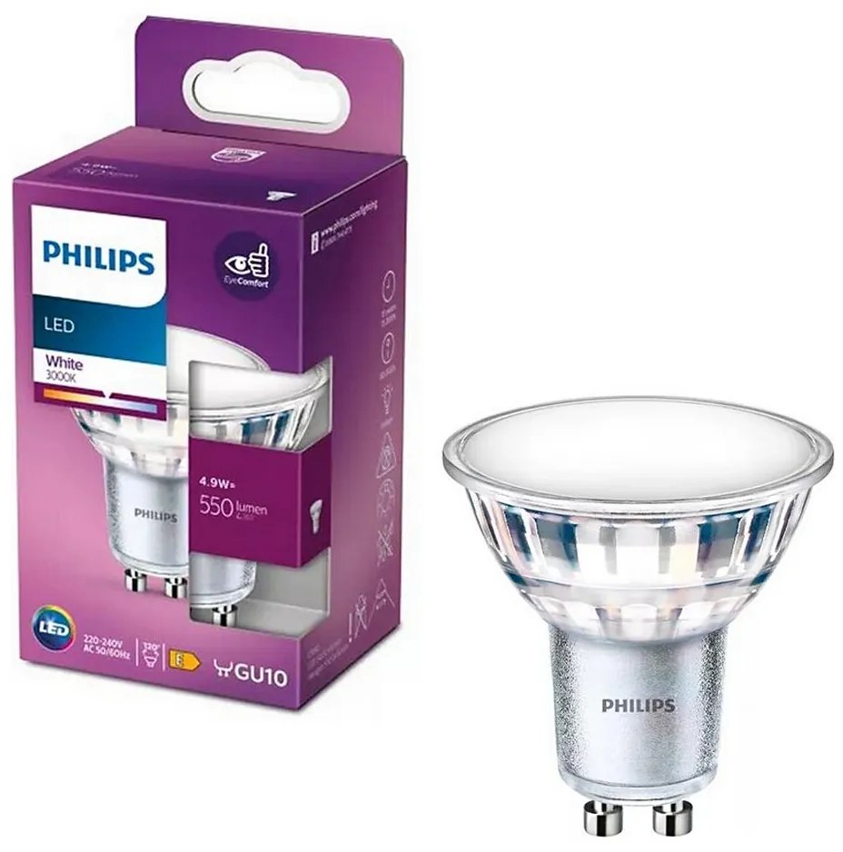 Lampadina LED Philips PAR16 GU10/4,9W/230V 3000K