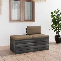 Set Divani da Giardino su Pallet 2 pz con Cuscini Massello Pino 3061679