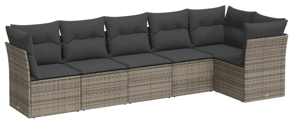 Set divano da giardino 6 pz con cuscini grigio in polyrattan