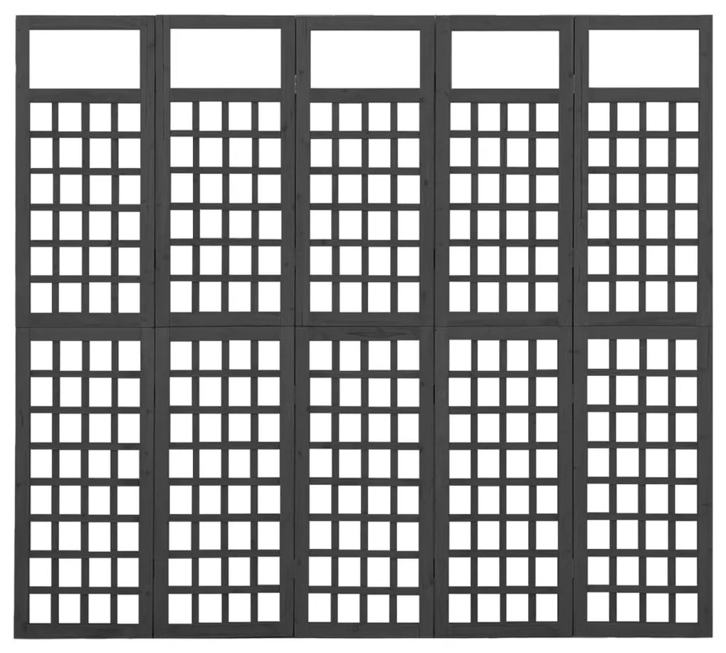 Divisorio a 5 pannelli in massello di abete nero 201,5x180 cm