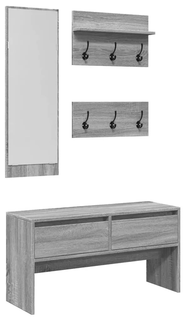 Set di mobili da ingresso 4 pz grigio sonoma legno multistrato