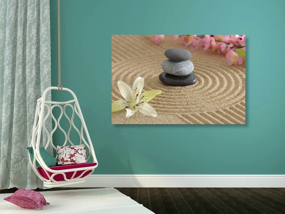 Quadro su tela – Giardino Zen e pietre nella sabbia